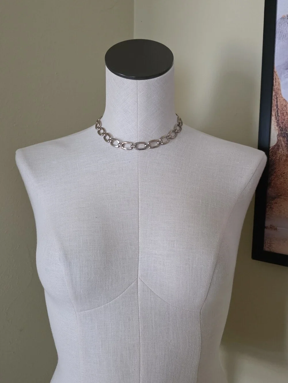 Vintage Coro Choker Necklace Silver Tone Modernist Statement Chunky Links